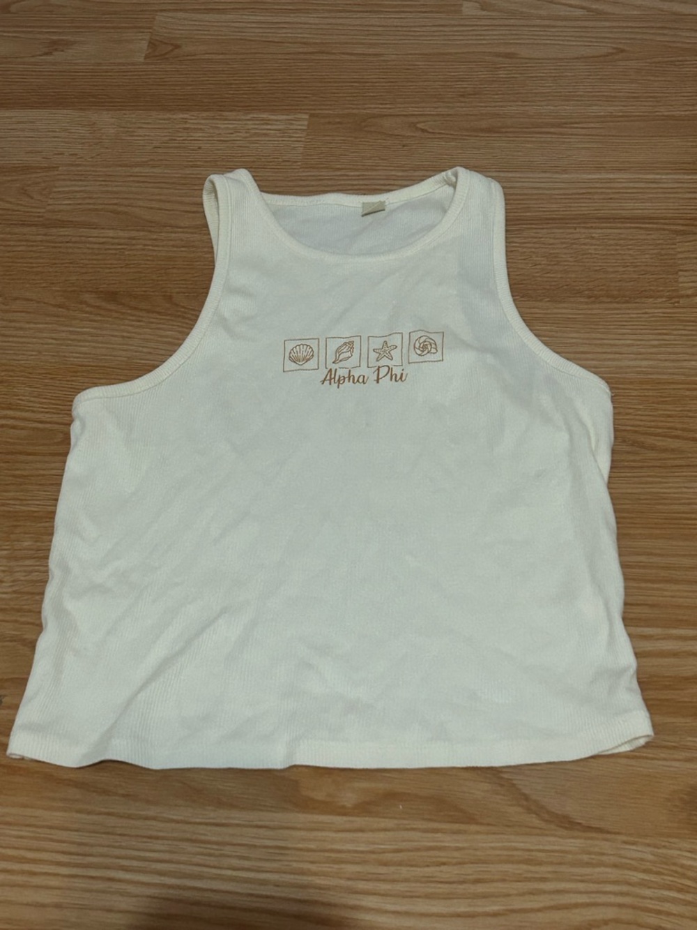 Alpha Phi White Tank Top with Beach Icons